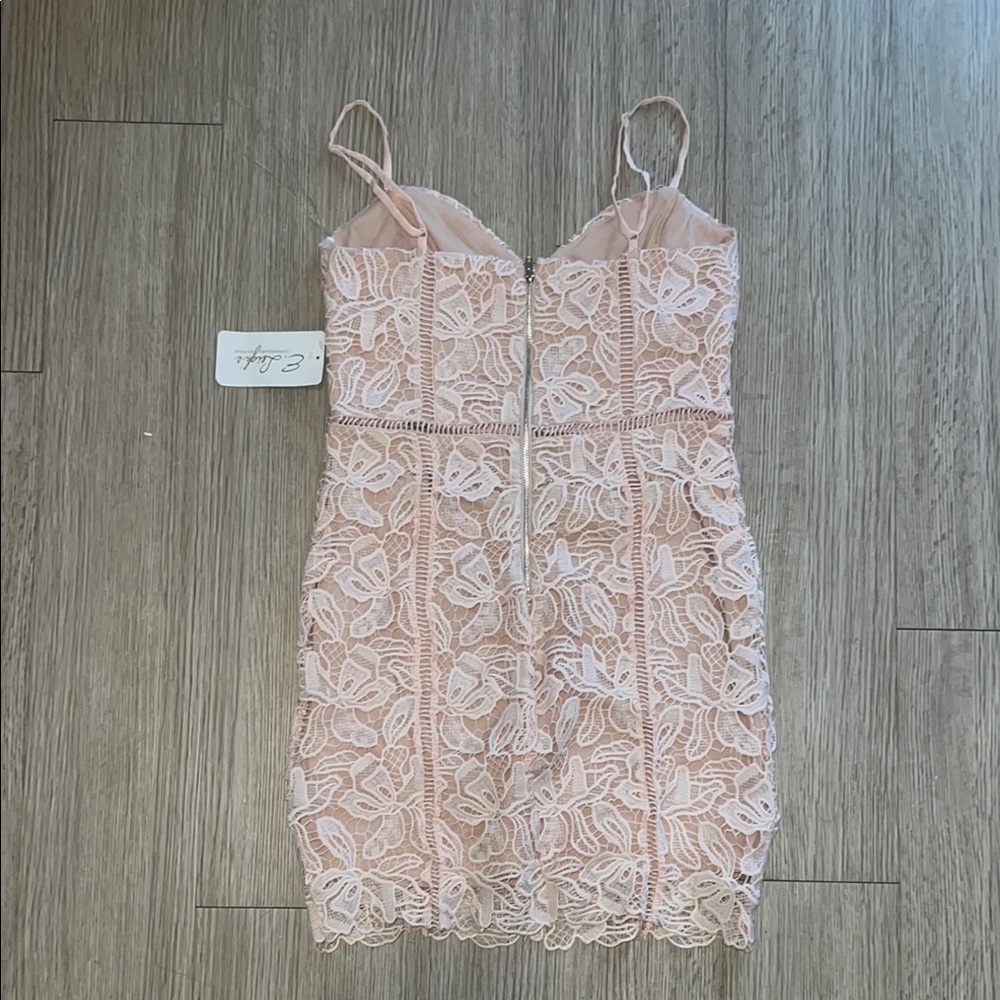 NWT Just Me Size Small Elegant Pink Lace Dress - Picture 3 of 5